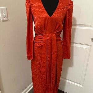 Saylor Farrow Long Sleeve Midi Dress in Flame